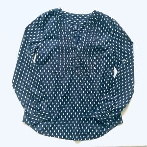 Gap Navy Blue V-Neck Half Button Down Top